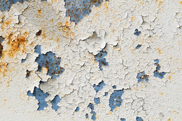 metal iron rust with peeling paint background and texture