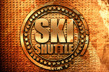 ski shuttle, 3D rendering, grunge metal stamp