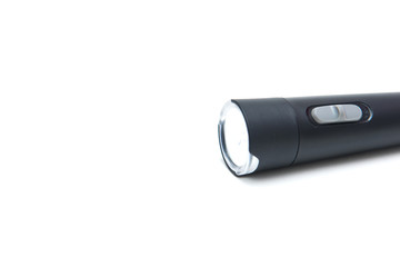 black flashlight isolated on white background