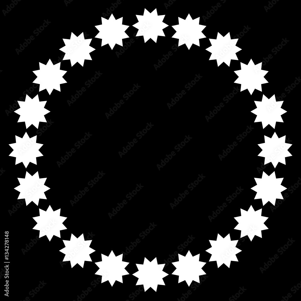 Poster Simple circular element, circle frame. Motif with zig-zag shapes