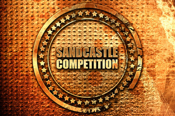 sandcastle competition, 3D rendering, grunge metal stamp