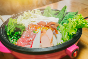 vegetable hot pot or Japanese sukiyaki healthy food