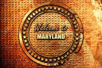 Welcome to maryland, 3D rendering, grunge metal stamp