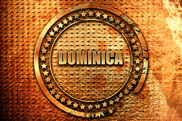 Greetings from dominica, 3D rendering, grunge metal stamp