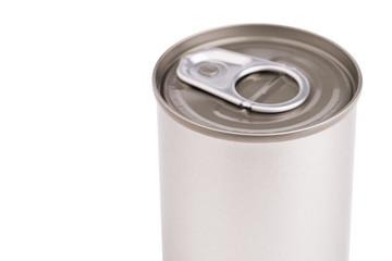 Single metal can isolated on white background
