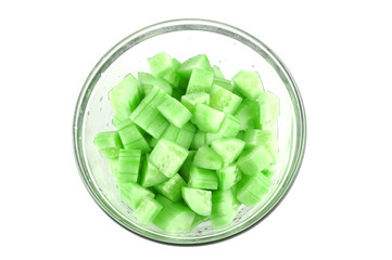 fresh chopped cucumber salad in the bowl