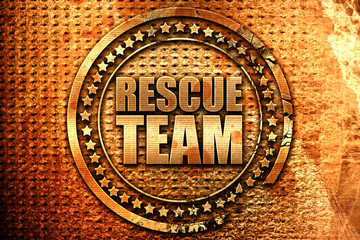rescue team, 3D rendering, grunge metal stamp