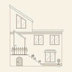 Hand drawn outline vector house