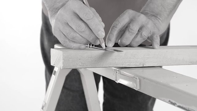 Saw Cut Mark with T-Square in Black and White
