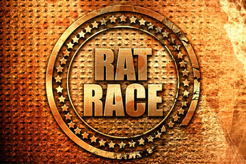 rat race, 3D rendering, grunge metal stamp