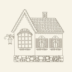 Hand drawn outline vector house