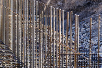 Obraz premium steel bars reinforcement on a construction site.
