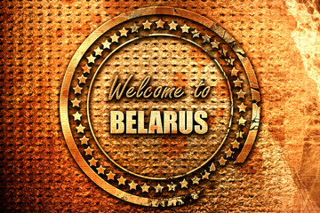 Welcome to belarus, 3D rendering, grunge metal stamp