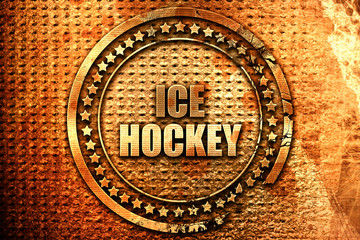 ice hockey sign background, 3D rendering, grunge metal stamp