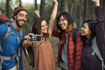 Friends Taking Photos Trip Concept