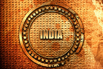 Greetings from india, 3D rendering, grunge metal stamp