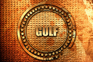 golf sign background, 3D rendering, grunge metal stamp