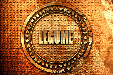 Delicious legume sign, 3D rendering, grunge metal stamp