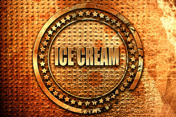 Delicious ice cream, 3D rendering, grunge metal stamp
