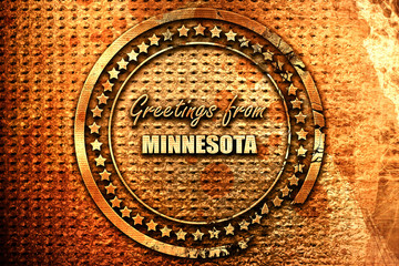 Greetings from minnesota, 3D rendering, grunge metal stamp