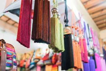 silk on a street market in Fes, Morocco
