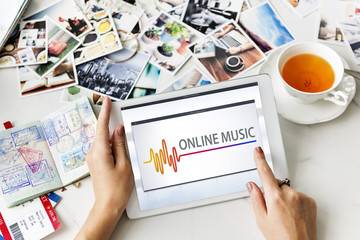 Online Music Audio Music Streaming Wave Graphic Concept