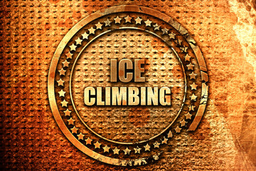 ice climbing sign background, 3D rendering, grunge metal stamp