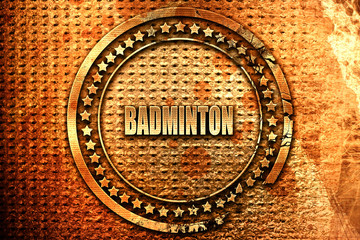 badminton sign background, 3D rendering, grunge metal stamp