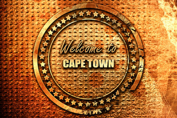 Welcome to cape town, 3D rendering, grunge metal stamp