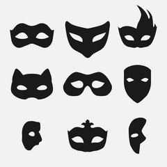 masks silhouette in black   vector