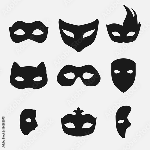 "masks silhouette in black vector" fichier vectoriel libre de droits sur la banque d'images