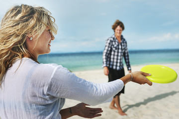 Couple Beach Cheerful Dating Destination Fun Concept