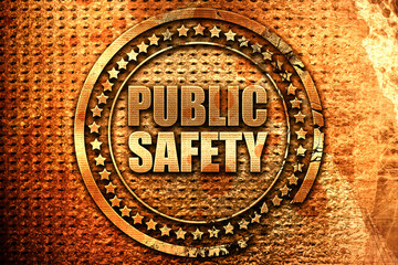 public safety, 3D rendering, grunge metal stamp