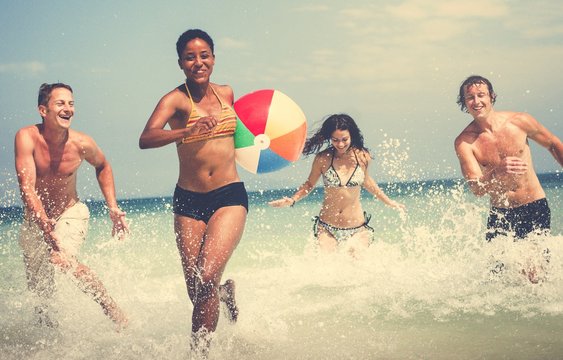 Beach Ball Cheerful Enjoyment Freinds Summer Concept