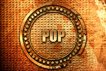 pop music, 3D rendering, grunge metal stamp