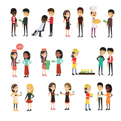 Fototapeta premium character job set flat illustration character