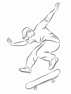 Silhouette of skateboarder, vector draw
