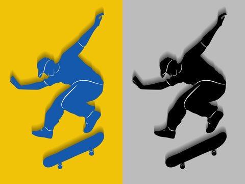 Silhouette of skateboarder, vector draw