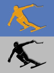 Fototapeta na wymiar Silhouette of skier, vector draw