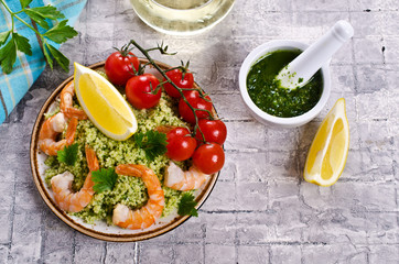 Couscous with shrimp