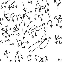 hand-drawn doodle seamless pattern with arrows