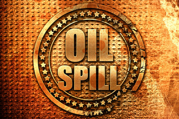 oil spill, 3D rendering, grunge metal stamp