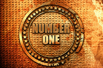 number one sign, 3D rendering, grunge metal stamp