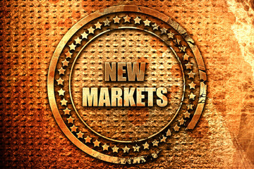 new markets, 3D rendering, grunge metal stamp