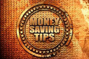 money saving tips, 3D rendering, grunge metal stamp