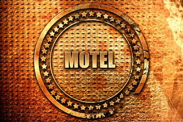 Vacancy sign for motel, 3D rendering, grunge metal stamp