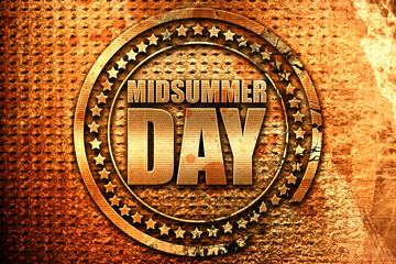 midsummer day, 3D rendering, grunge metal stamp
