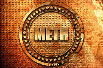 meth, 3D rendering, grunge metal stamp