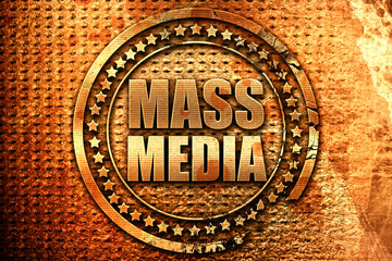 mass media, 3D rendering, grunge metal stamp