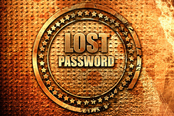 lost password, 3D rendering, grunge metal stamp